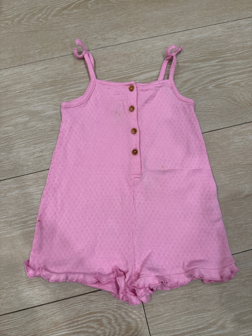 Pink Knit Button-Front Baby/Toddler Romper